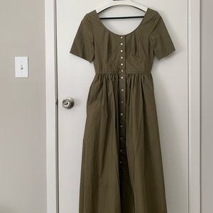 Caron Callahan Indira Dress in Olive Poplin